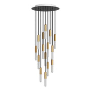Sospensione a 15 cadute completa di P-Light e Rose-One 400mm - Ottone