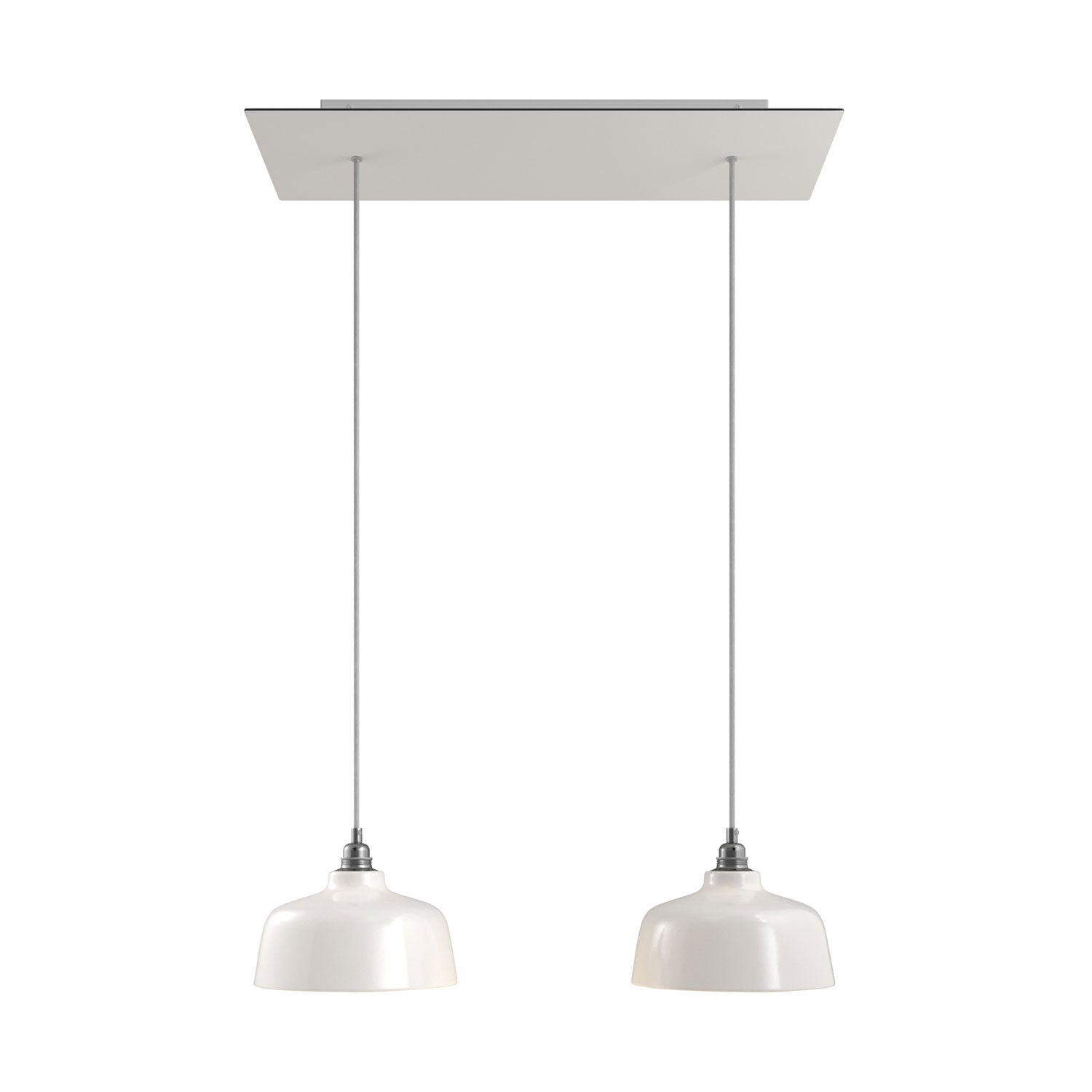 Lampada a sospensione a 2 cadute con XXL Rose-One rettangolare 675 mm con paralume Coppa - Bianco opaco