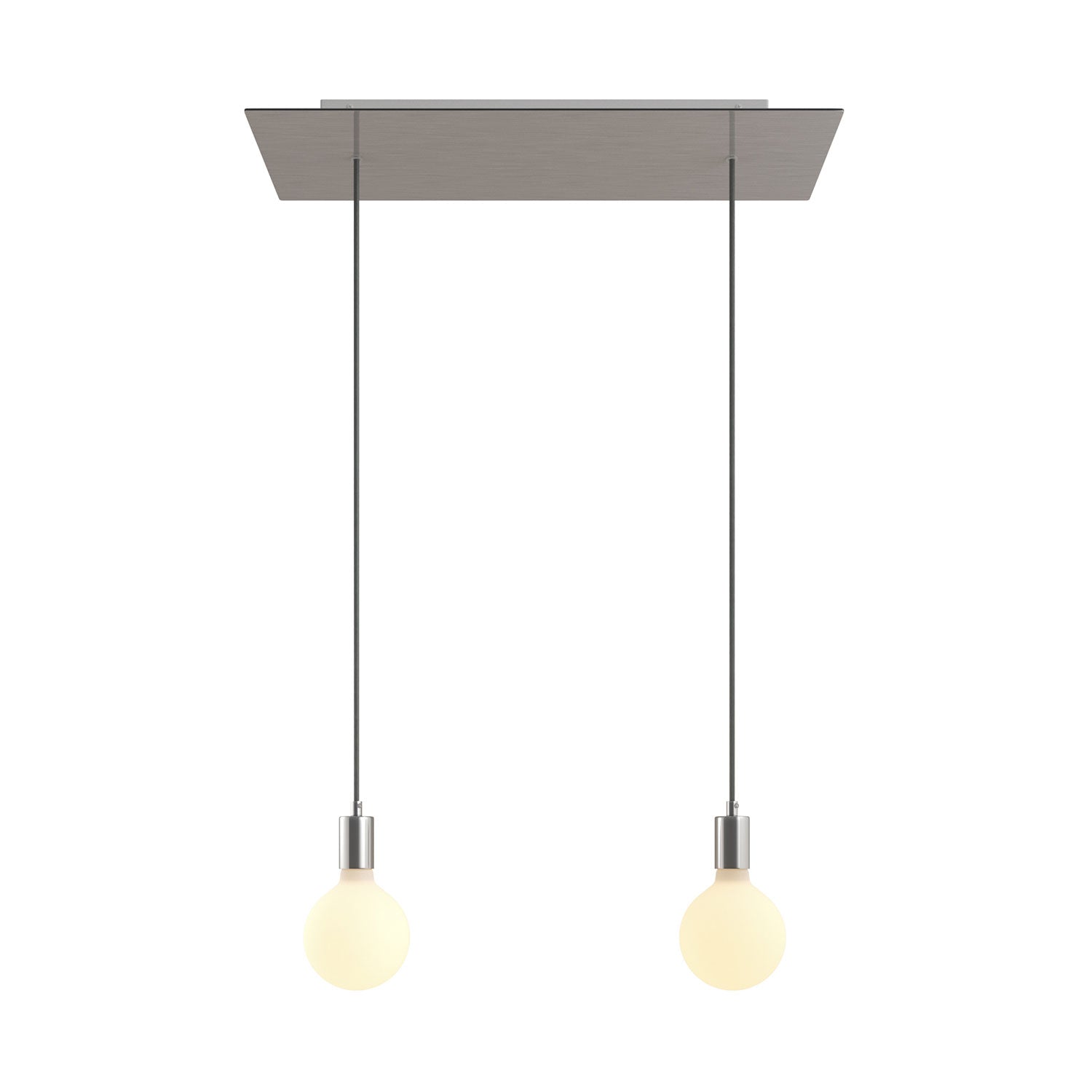 Lampada a sospensione a 2 cadute con XXL Rose-One rettangolare 675 mm con finiture in metallo - Acciaio satinato