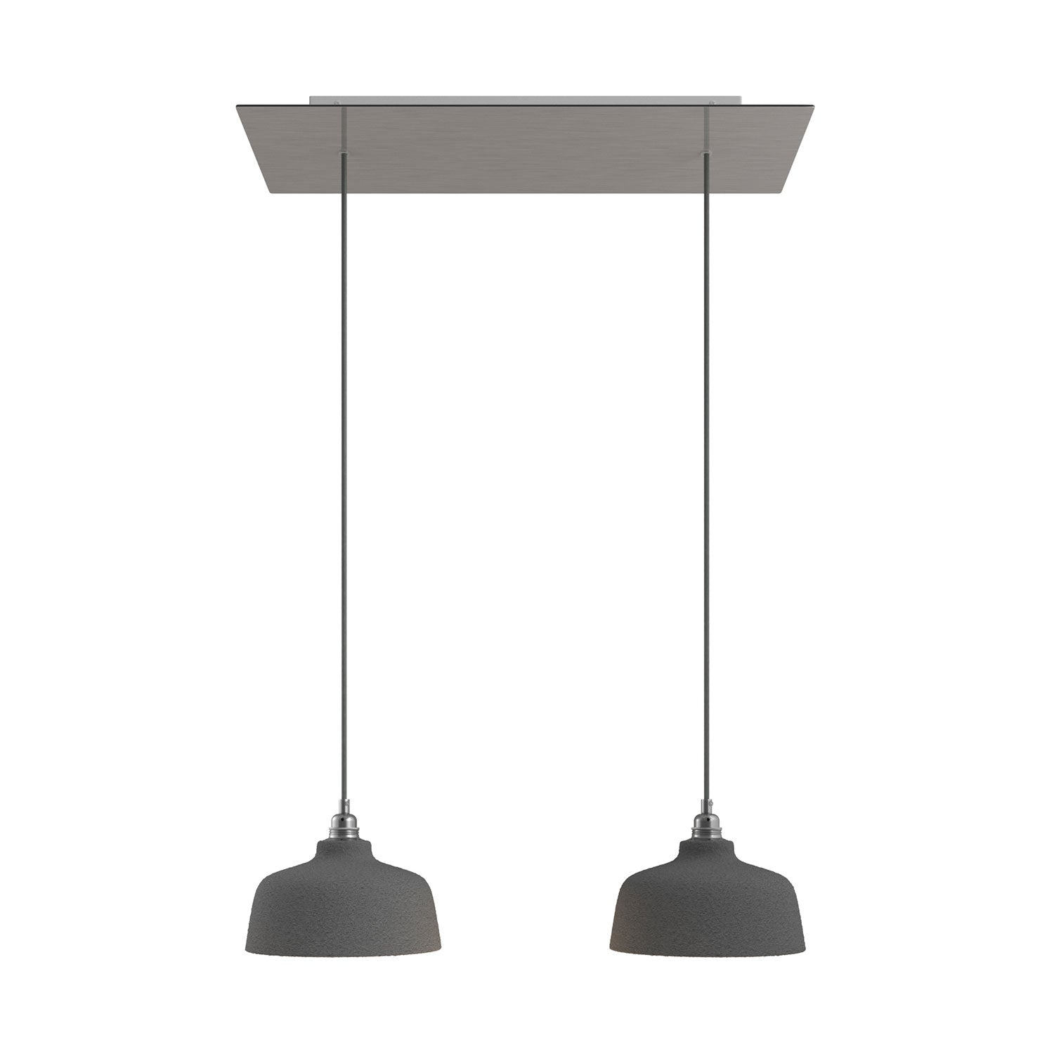 Lampada a sospensione a 2 cadute con XXL Rose-One rettangolare 675 mm con paralume Coppa - Acciaio satinato