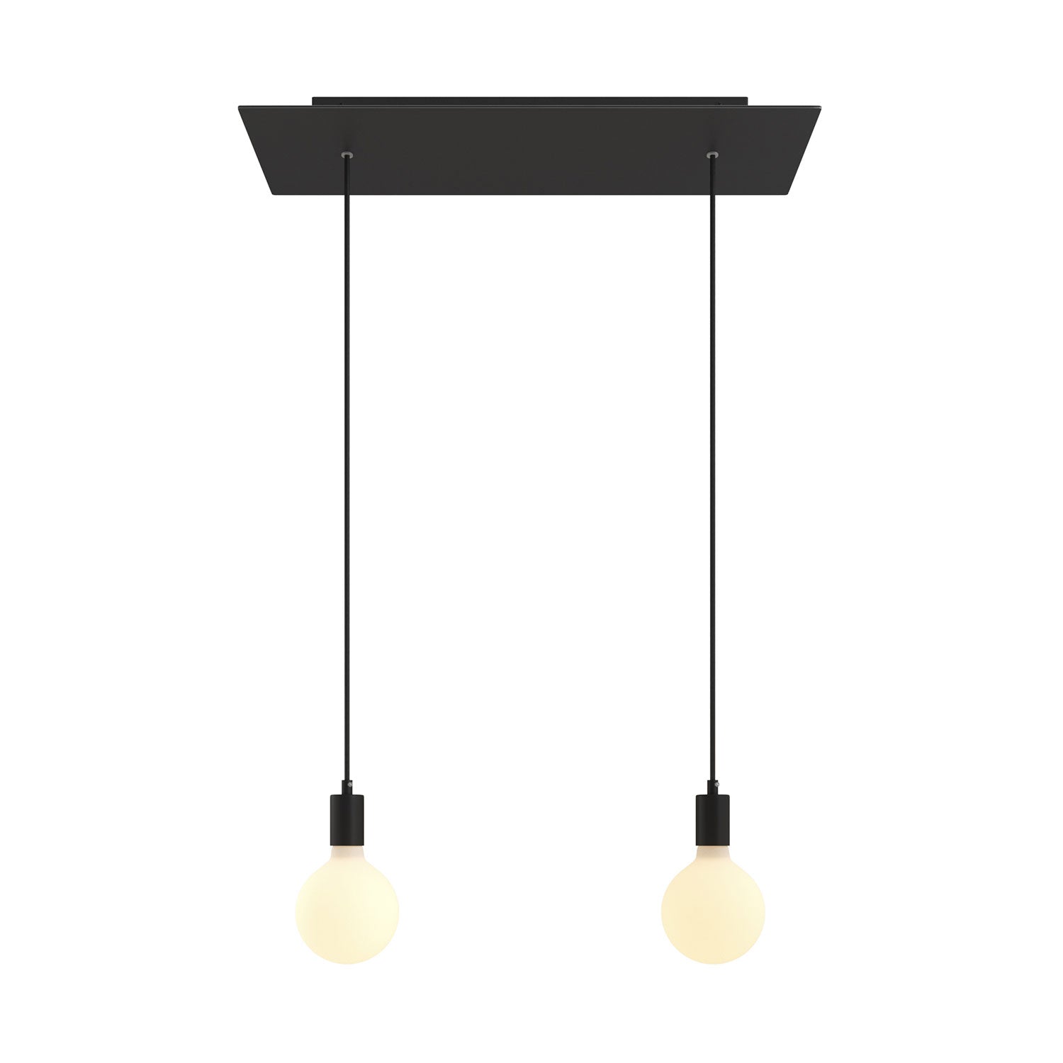 Lampada a sospensione a 2 cadute con XXL Rose-One rettangolare 675 mm con finiture in metallo - Nero opaco