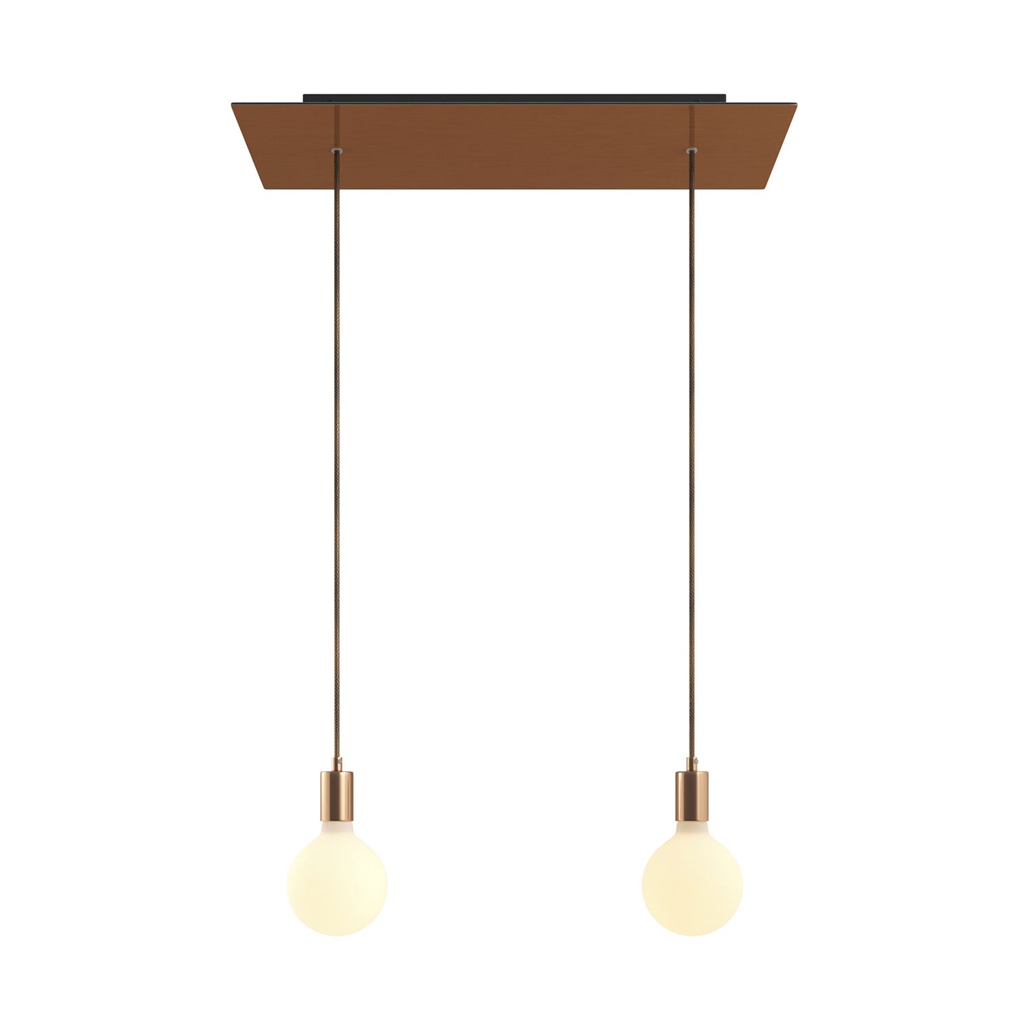Lampada a sospensione a 2 cadute con XXL Rose-One rettangolare 675 mm con finiture in metallo - Rame satinato
