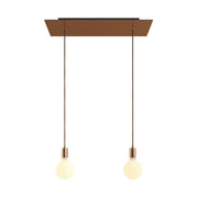 Lampada a sospensione a 2 cadute con XXL Rose-One rettangolare 675 mm con finiture in metallo - Rame satinato