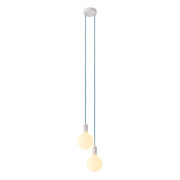 Lampada a sospensione multipla a 2 cadute con finiture in metallo - Bianco