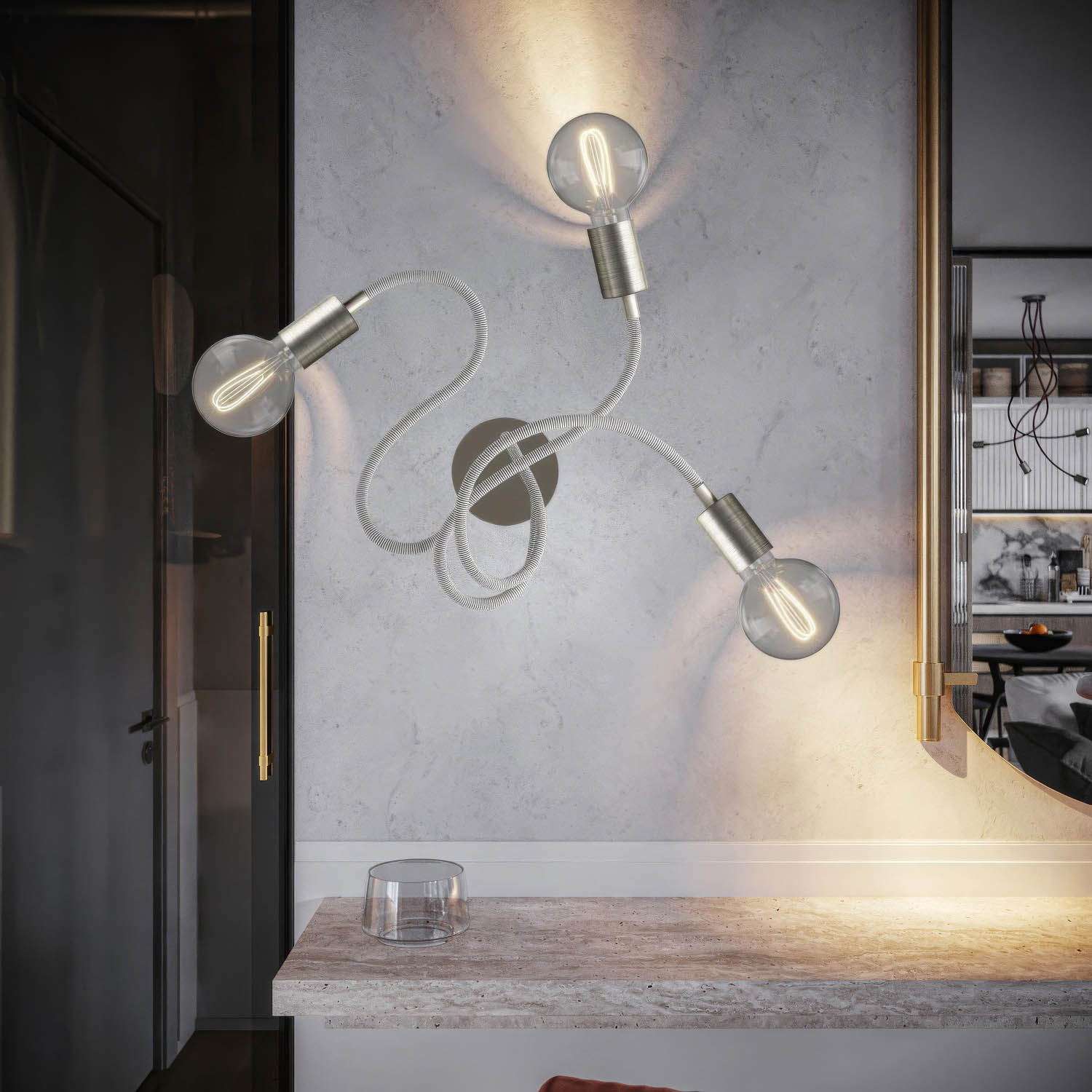 Flex 60 lampada da parete o soffitto snodabile a luce diffusa con lampadina LED G95 - Titanio satinato