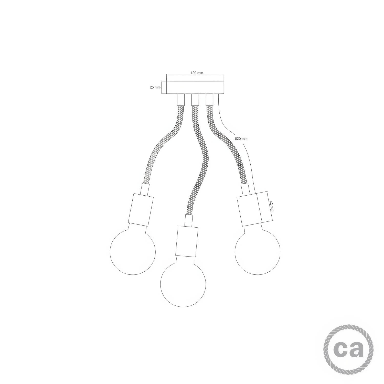Flex 60 lampada da parete o soffitto snodabile a luce diffusa con lampadina LED G95 - Nero