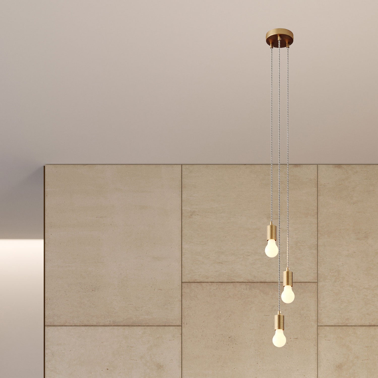 Lampada a sospensione multipla a 3 cadute con finiture in metallo - Bronzo satinato