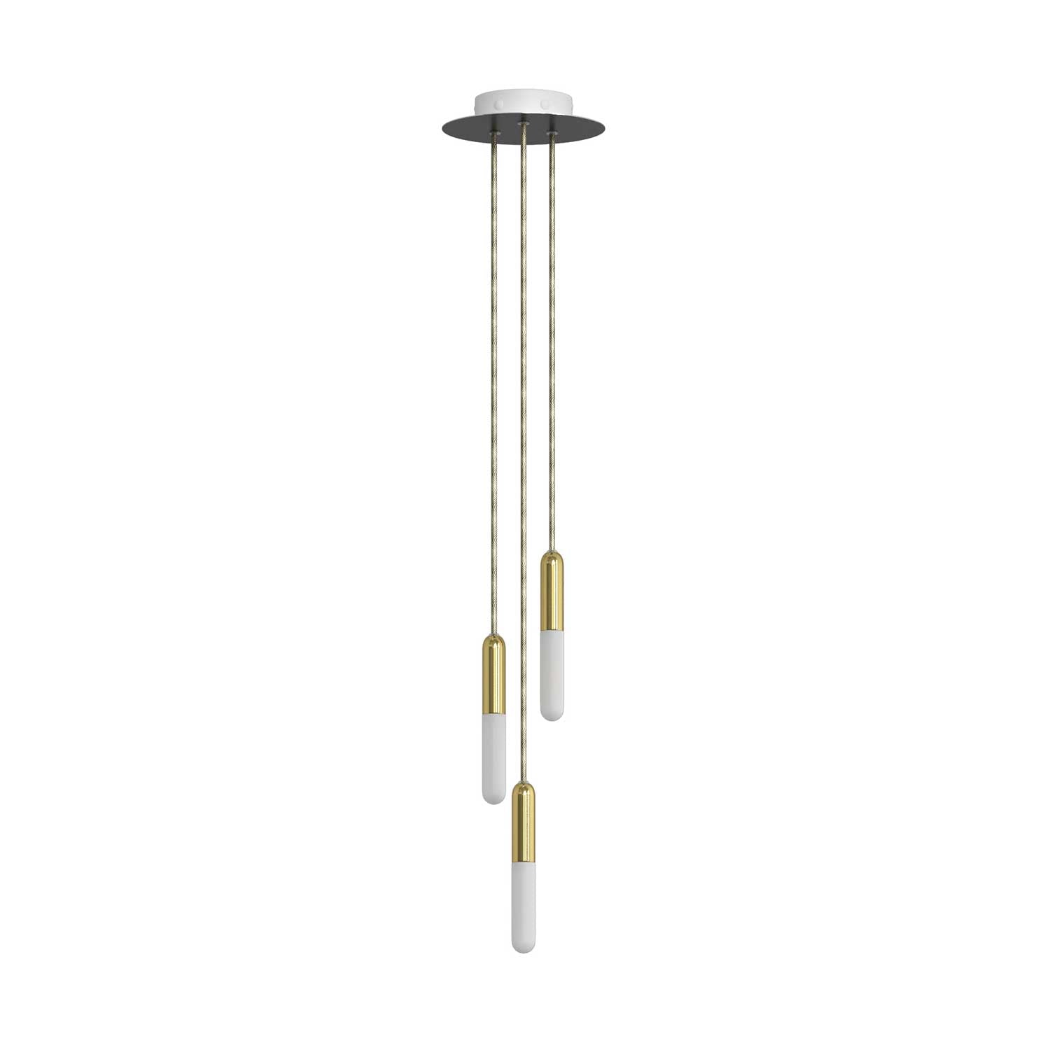 Sospensione a 3 cadute completa di P-Light e Rose-One 200mm - Ottone