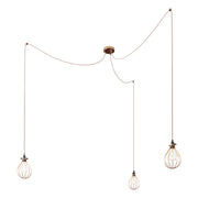 Spider - Lampada a sospensione multipla a 3 cadute con paralume Drop - Rame