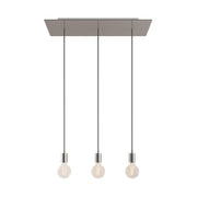 Lampada a sospensione a 3 cadute con XXL Rose-One rettangolare 675 mm con finiture in metallo - Acciaio satinato