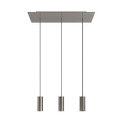 Lampada a sospensione a 3 cadute con XXL Rose-One rettangolare 675 mm con paralume in metallo Tub-E14 - Acciaio satinato