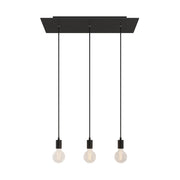 Lampada a sospensione a 3 cadute con XXL Rose-One rettangolare 675 mm con finiture in metallo - Nero opaco
