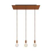 Lampada a sospensione a 3 cadute con XXL Rose-One rettangolare 675 mm con finiture in metallo - Rame satinato