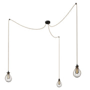 Spider - Lampada a sospensione multipla a 3 cadute con paralume Drop - Nero