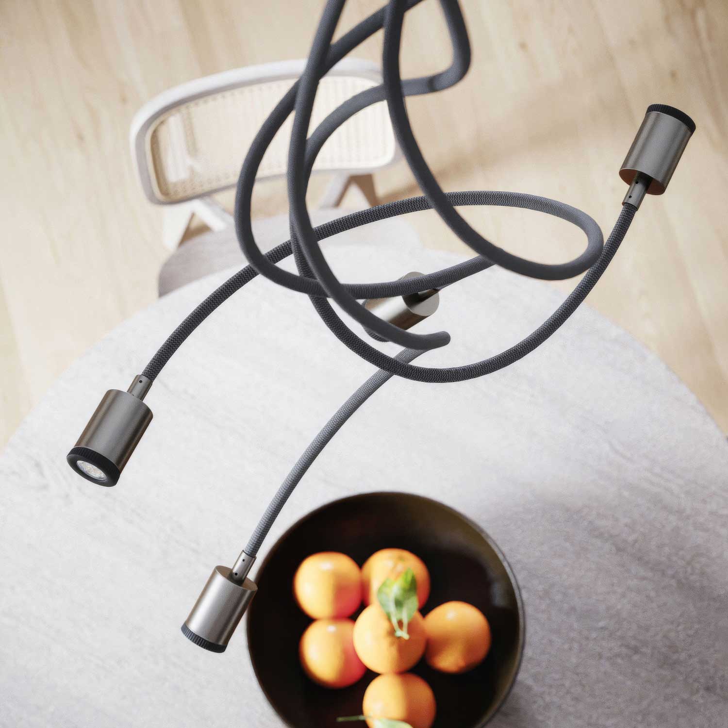 Lampada Mini faretto SPOTLIGHT GU1d0 Flex 90 da soffitto - Titanio satinato