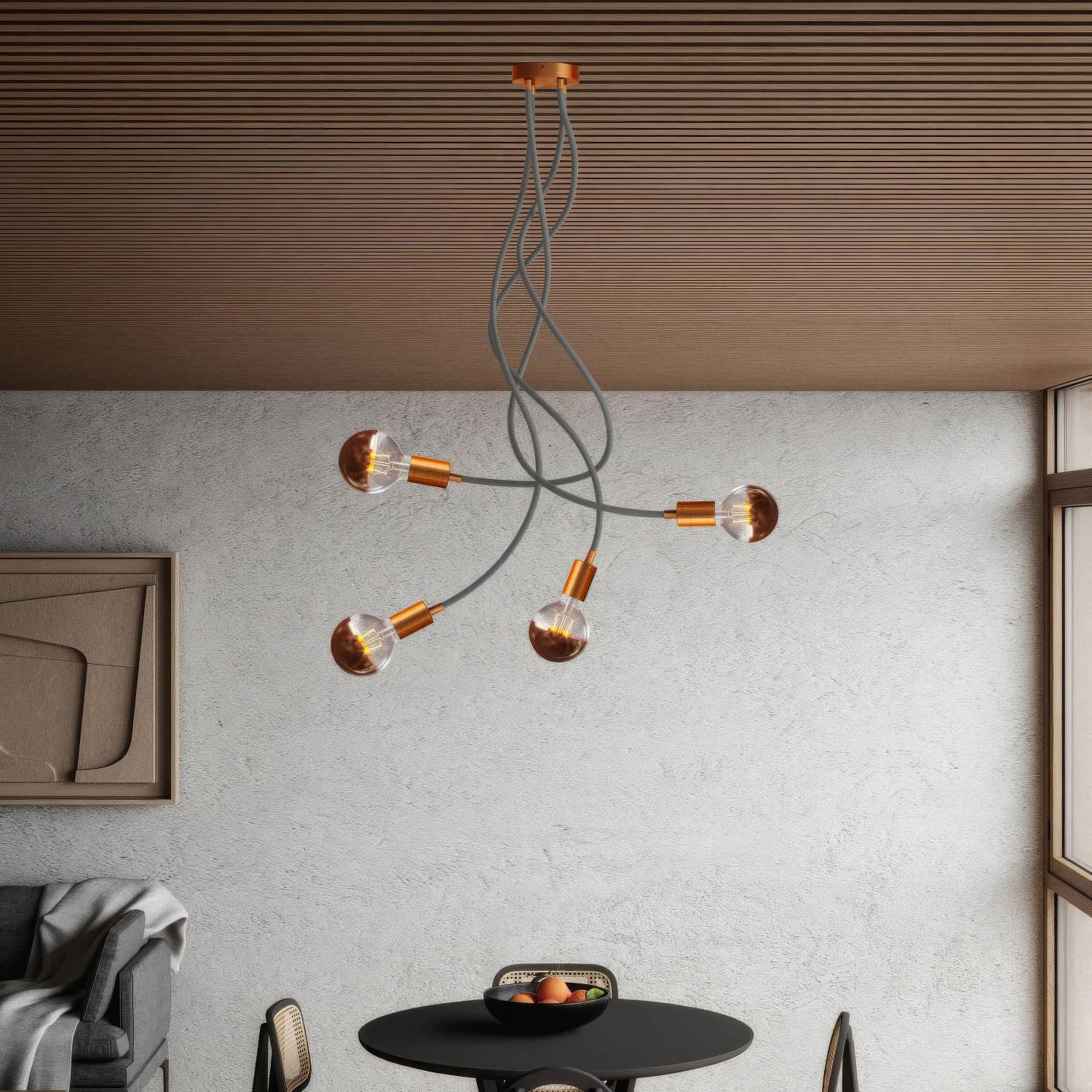 Flex 90 lampada da soffitto snodabile a luce diffusa con lampadina LED G95 - Rame satinato