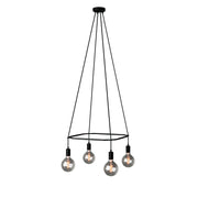 Lampadario Cage a 4 cadute Globo - Nero