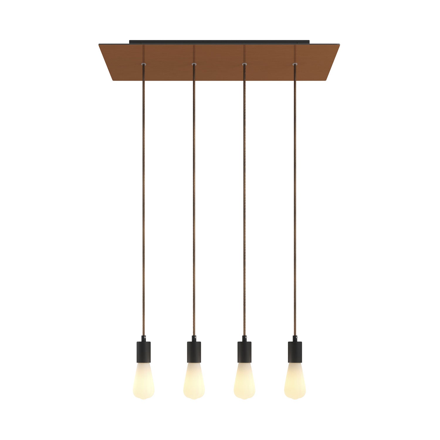 Lampada a sospensione a 4 cadute con XXL Rose-One rettangolare 675 mm con finiture in metallo - Rame satinato