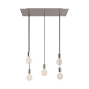 Lampada a sospensione a 5 cadute con XXL Rose-One rettangolare 675 mm con finiture in metallo - Acciaio satinato
