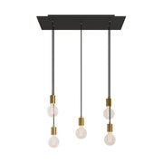 Lampada a sospensione a 5 cadute con XXL Rose-One rettangolare 675 mm con finiture in metallo - Nero opaco