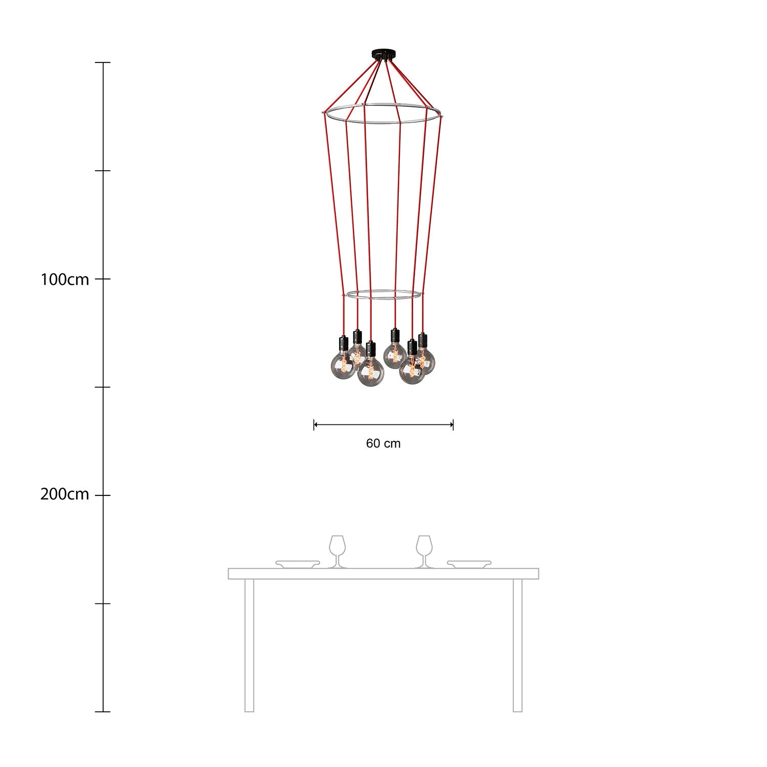 Lampadario 2 Cage a 6 cadute Globo - Canna di fucile
