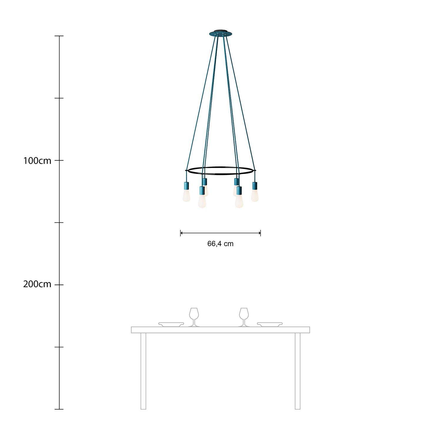 Lampadario Cage a 6 cadute Edison ST64 - Petrolio