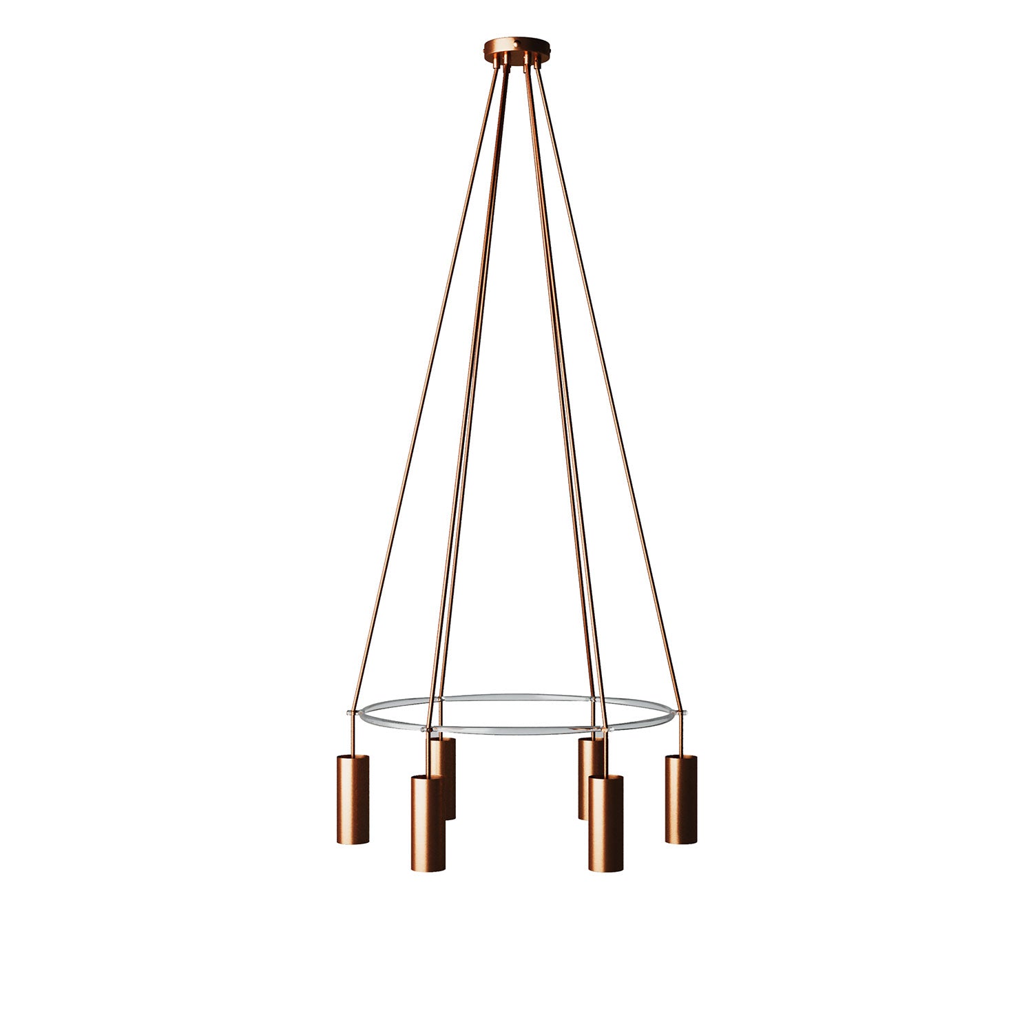 Lampadario Cage a 6 cadute Tub-E14 - Rame satinato