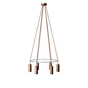 Lampadario Cage a 6 cadute Tub-E14 - Rame satinato