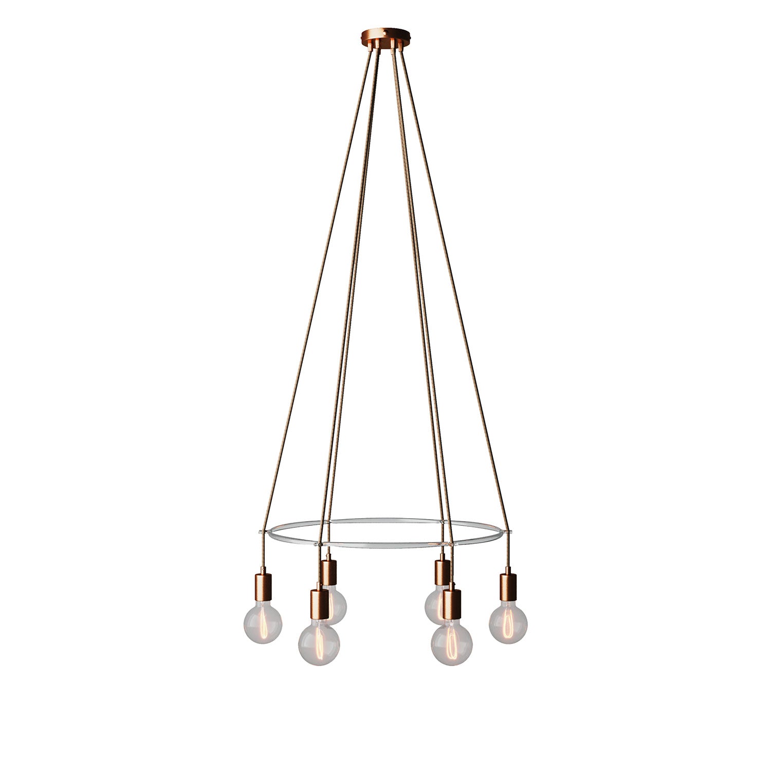 Lampadario Cage a 6 cadute Globo - Rame satinato