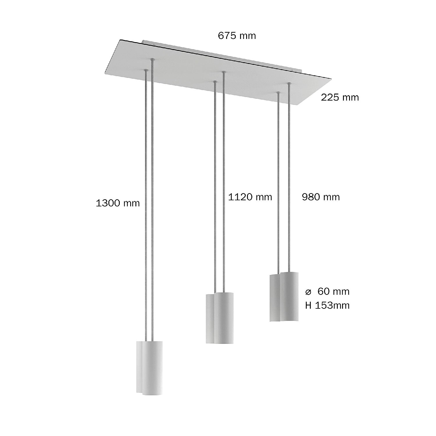 Lampada a sospensione a 6 cadute con XXL Rose-One rettangolare 675 mm con paralume in metallo Tub-E14 - Rame satinato