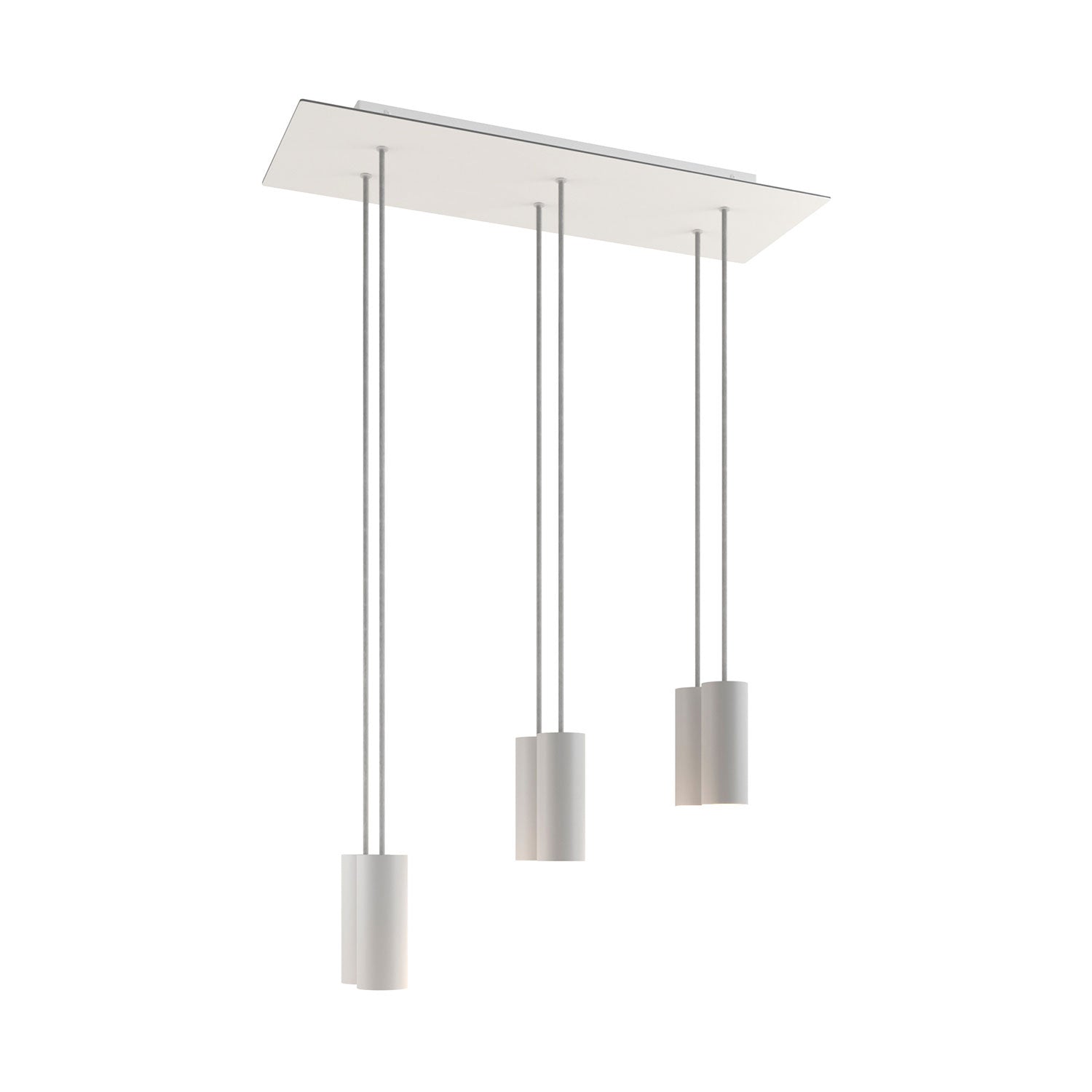 Lampada a sospensione a 6 cadute con XXL Rose-One rettangolare 675 mm con paralume in metallo Tub-E14 - Bianco opaco