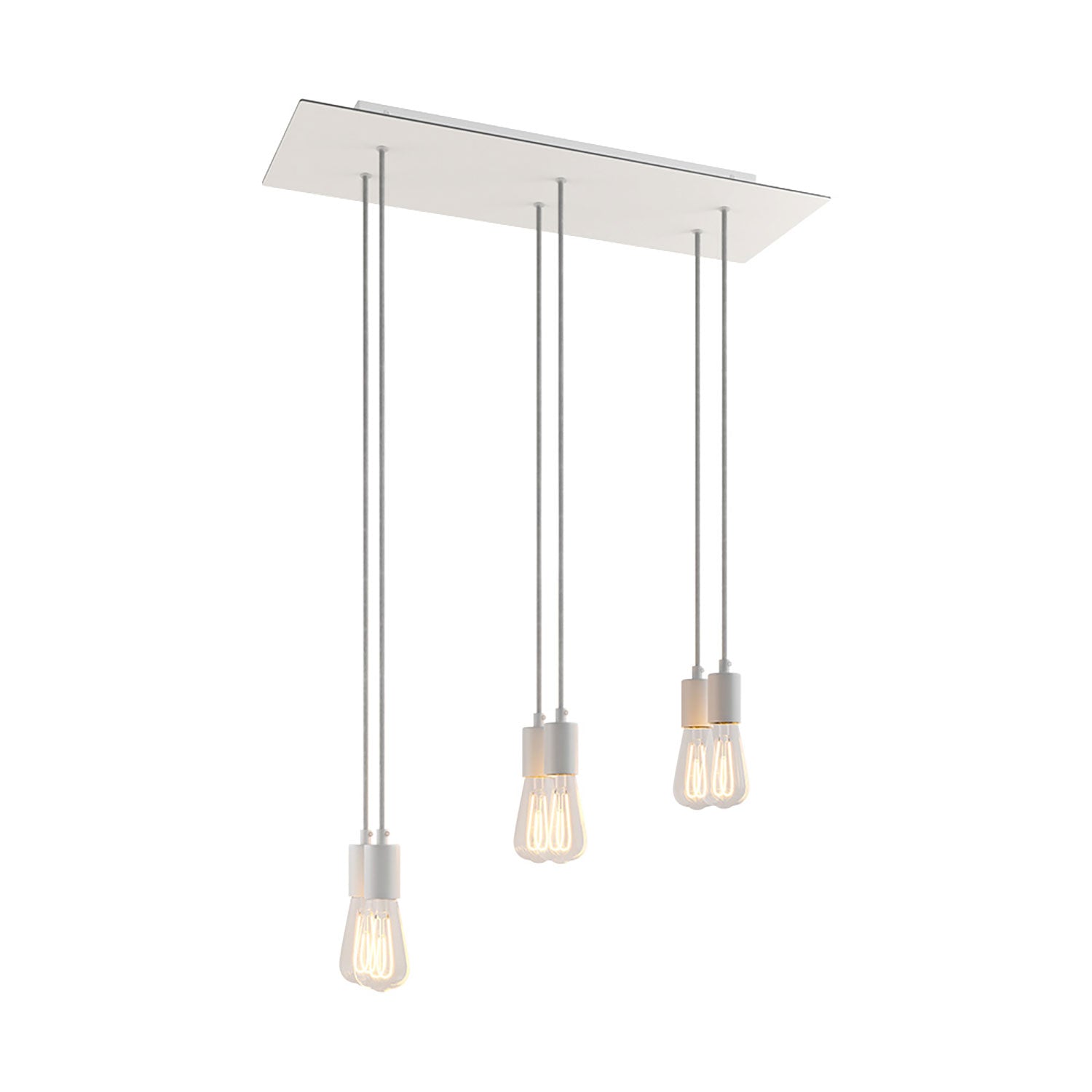 Lampada a sospensione a 6 cadute con XXL Rose-One rettangolare 675 mm con finiture in metallo - Bianco opaco
