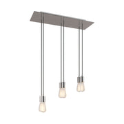 Lampada a sospensione a 6 cadute con XXL Rose-One rettangolare 675 mm con finiture in metallo - Acciaio satinato