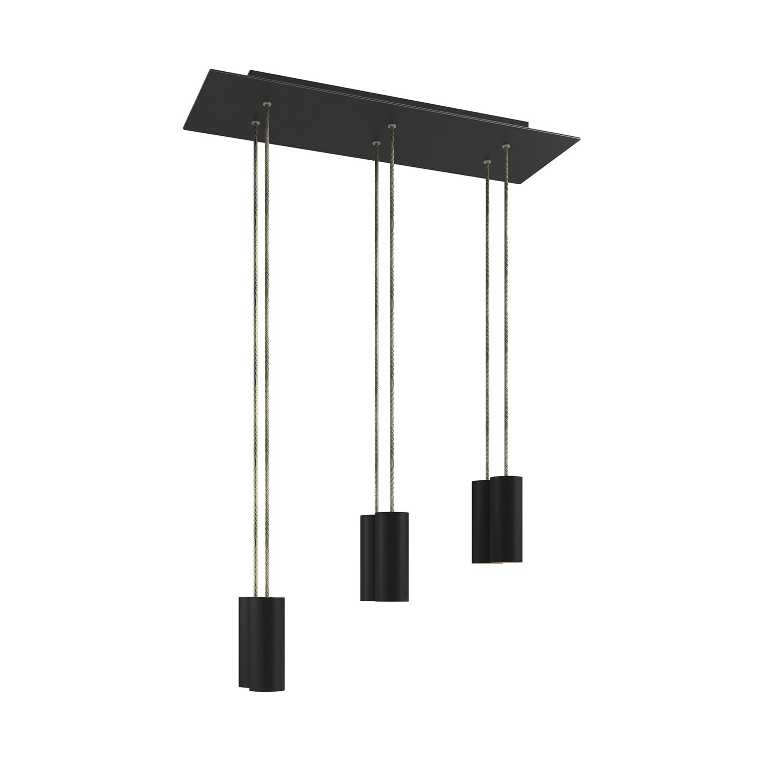 Lampada a sospensione a 6 cadute con XXL Rose-One rettangolare 675 mm con paralume in metallo Tub-E14 - Nero opaco
