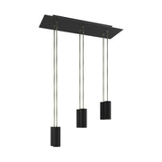 Lampada a sospensione a 6 cadute con XXL Rose-One rettangolare 675 mm con paralume in metallo Tub-E14 - Nero opaco