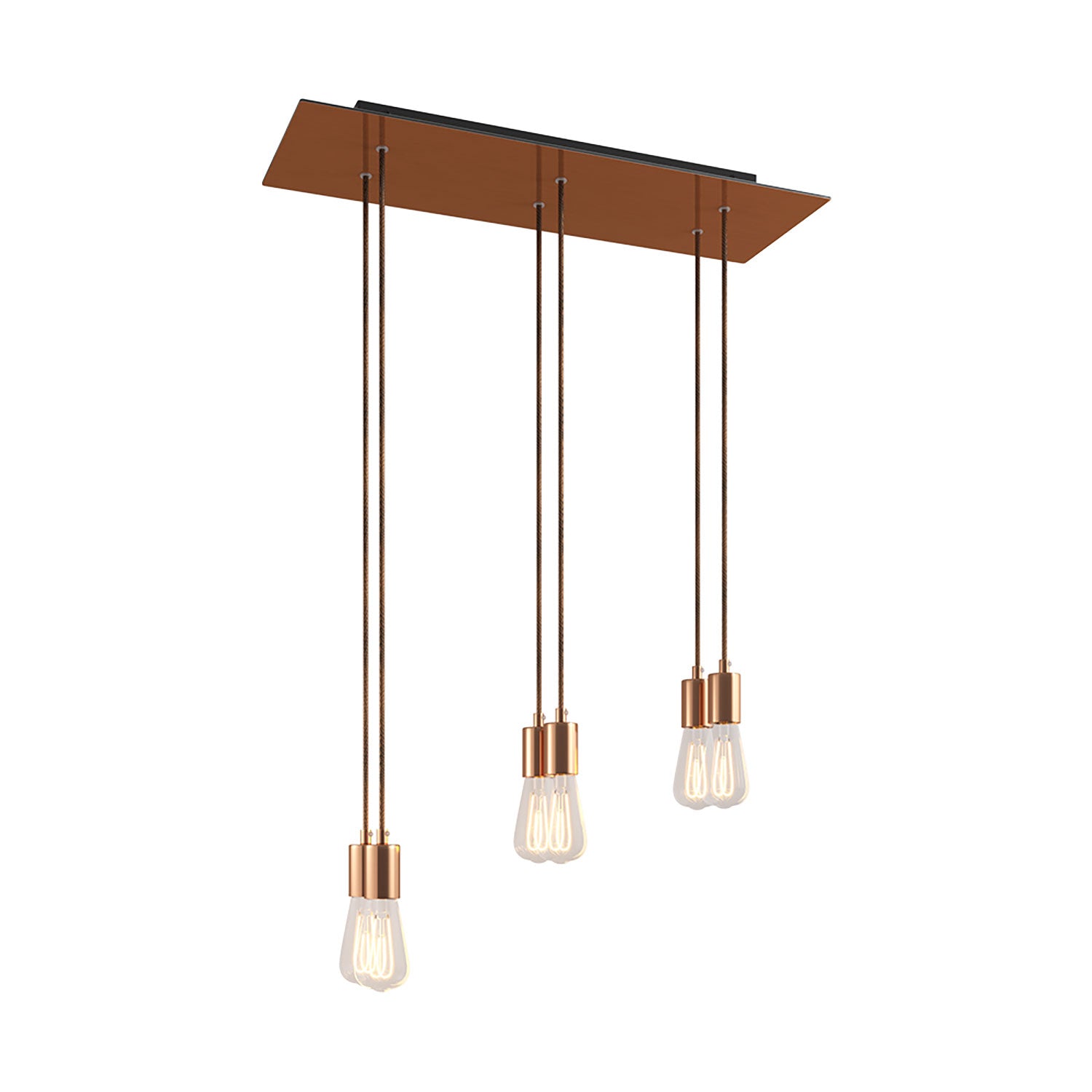 Lampada a sospensione a 6 cadute con XXL Rose-One rettangolare 675 mm con finiture in metallo - Rame satinato