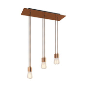Lampada a sospensione a 6 cadute con XXL Rose-One rettangolare 675 mm con finiture in metallo - Rame satinato