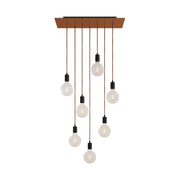 Lampada a sospensione a 7 cadute con XXL Rose-One rettangolare 675 mm con finiture in metallo - Rame satinato