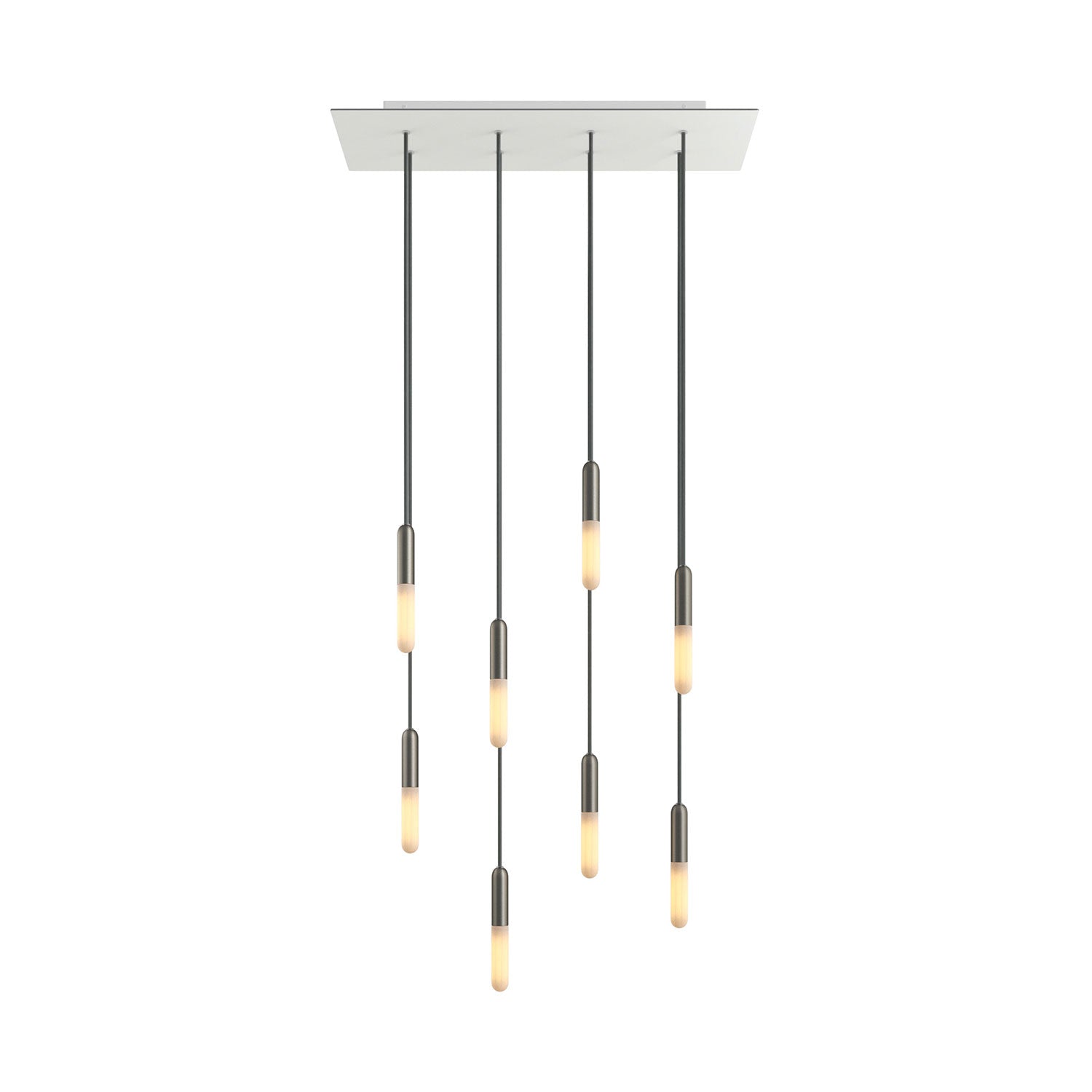 Lampada a sospensione a 8 cadute con XXL Rose-One rettangolare 675 mm con finiture in metallo - Bianco opaco