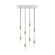 Lampada a sospensione a 8 cadute con XXL Rose-One rettangolare 675 mm con finiture in metallo - Bianco opaco