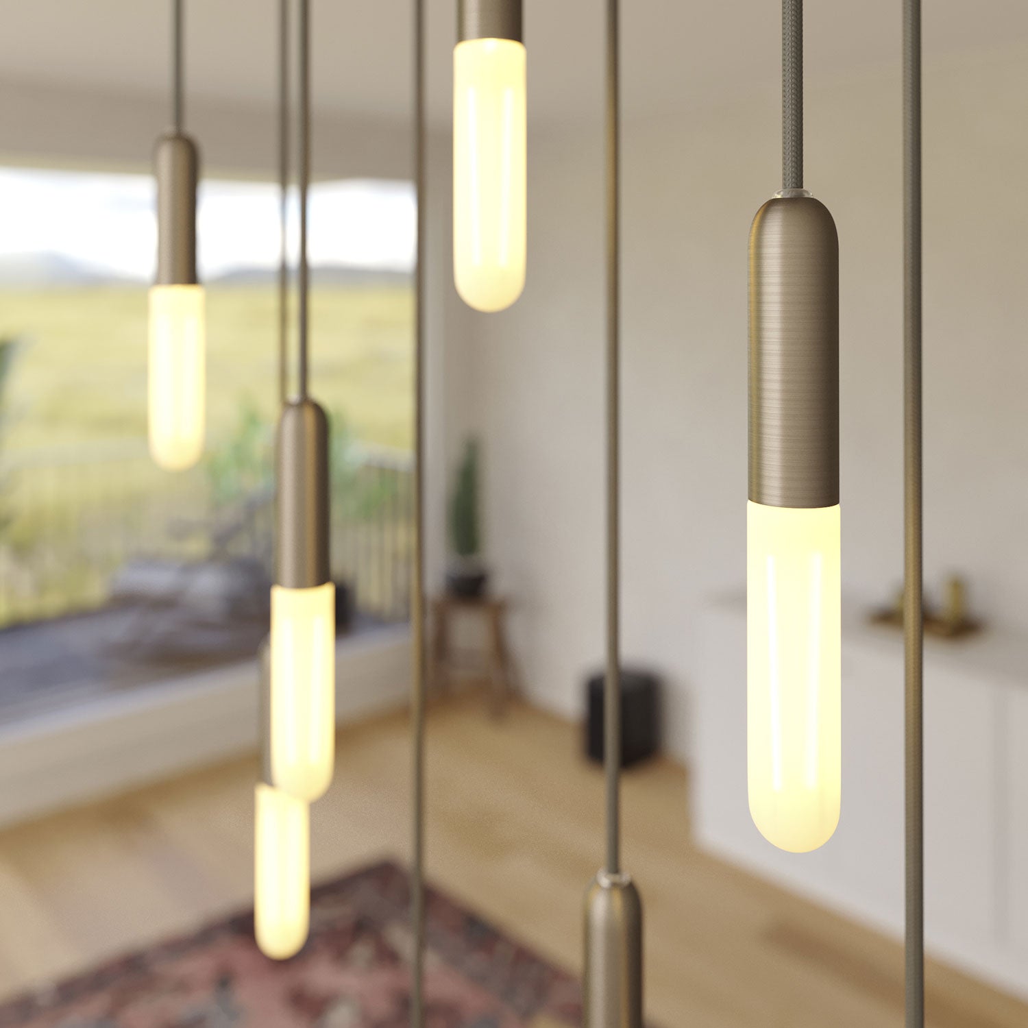 Lampada a sospensione a 8 cadute con XXL Rose-One rettangolare 675 mm con finiture in metallo - Bianco opaco