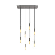 Lampada a sospensione a 8 cadute con XXL Rose-One rettangolare 675 mm con finiture in metallo - Acciaio satinato