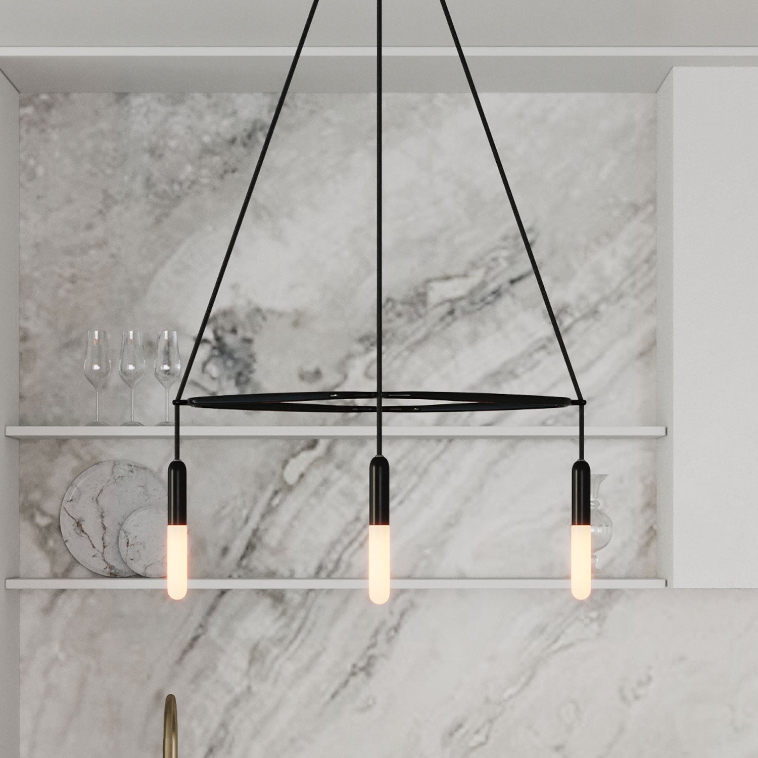 Lampadario Cage a 4 cadute P-Light - Nero