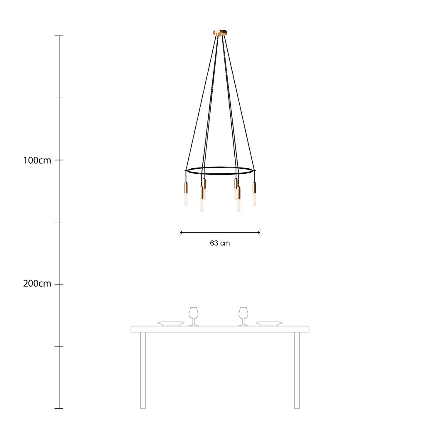 Lampadario Cage a 6 cadute P-Light - Bronzo satinato