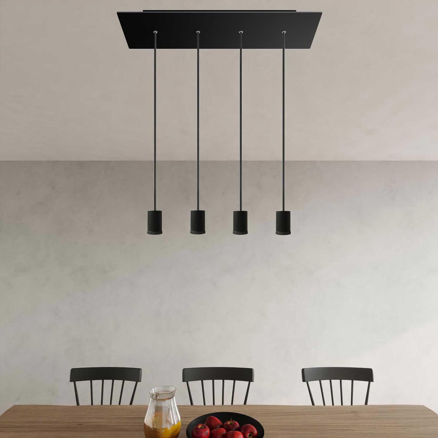 Lampada faretto a sospensione 4 cadute GU1d0 con XXL Rose-One rettangolare 675 mm  - Nero