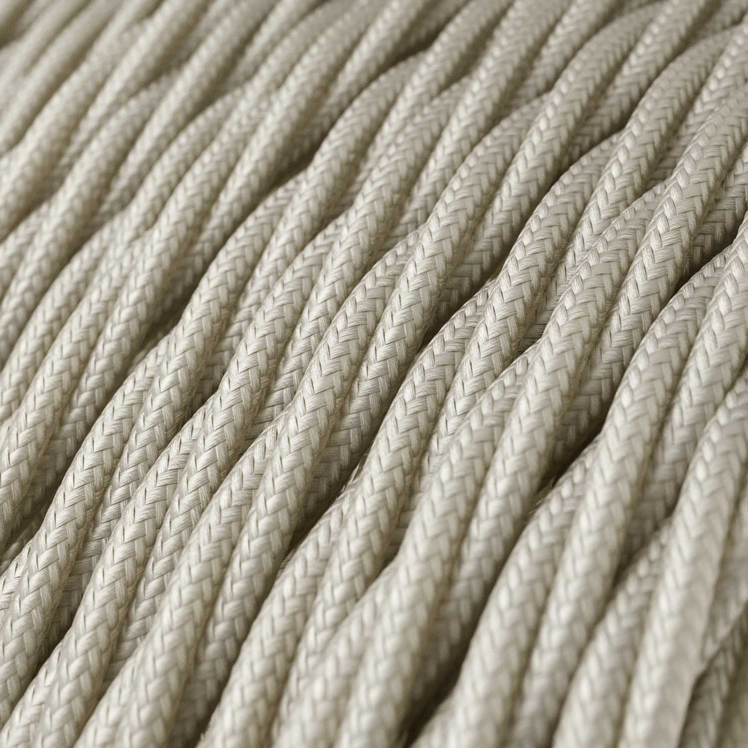 Filo elettrico in tessuto trecciato lucido Bianco Perla - L'Originale Creative Cables, per valorizzare le tue lampade - TM00