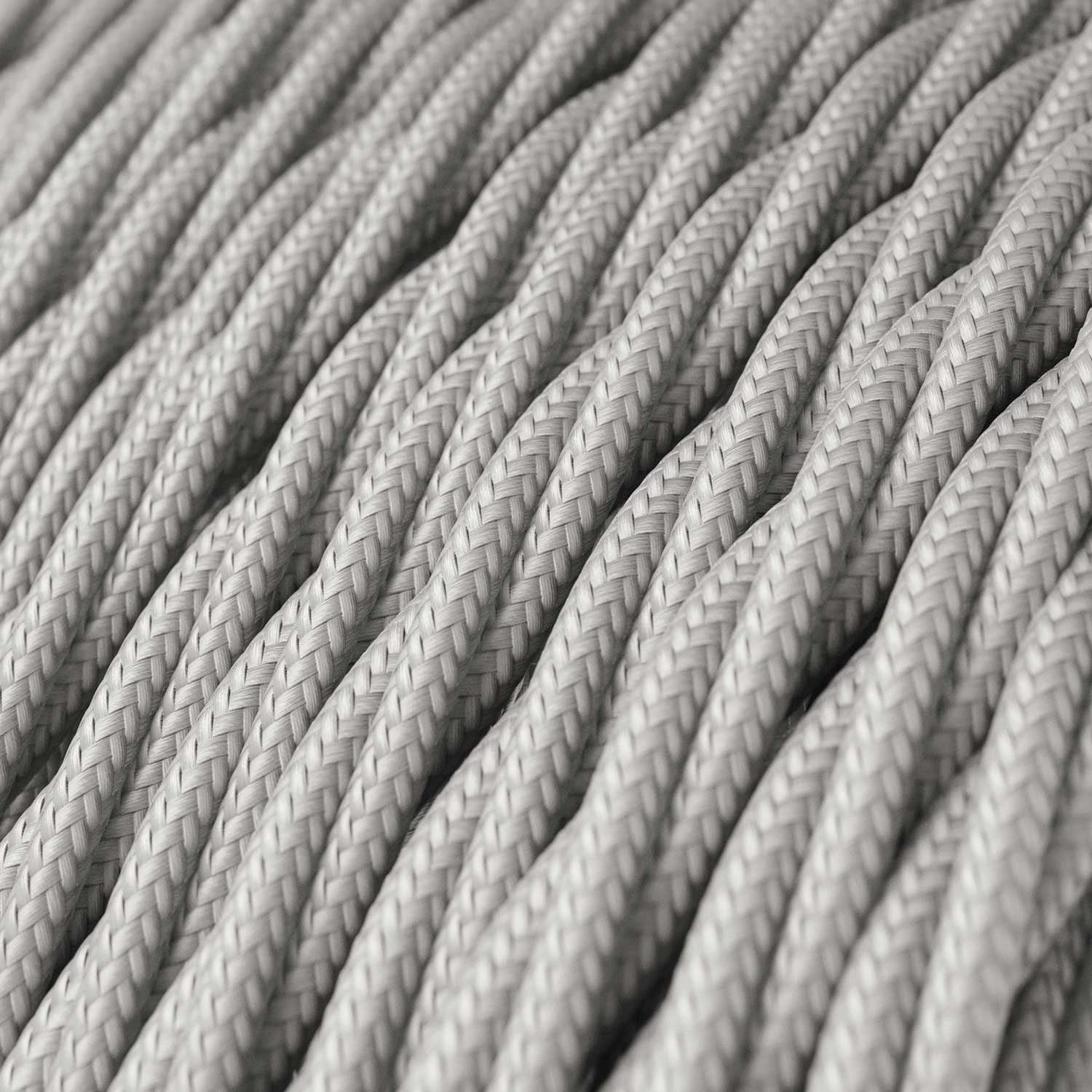 Cavo per illuminazione trecciato lucido color Argento - L'Originale Creative Cables, per lampade e lampadari - TM02