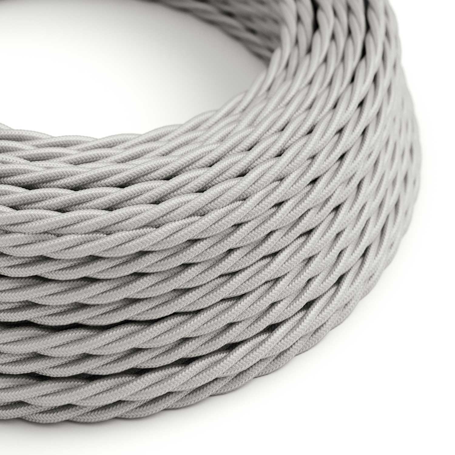 Cavo per illuminazione trecciato lucido color Argento - L'Originale Creative Cables, per lampade e lampadari - TM02