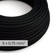 Cavo elettrico tessile DALI 5x0.75 mm² nero carbone - Filo rotondo flessibile per illuminazione RM04