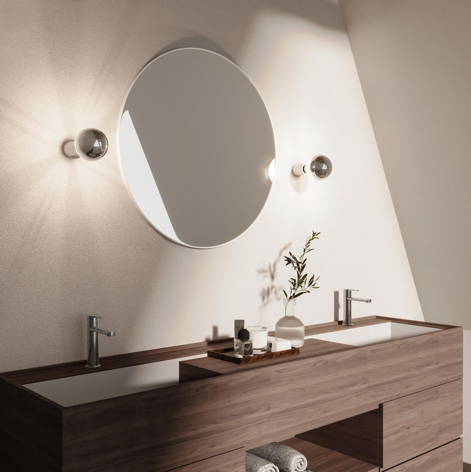 Applique Bianca con lampadina a vista mezza sfera argento - Waterproof IP44 - IO